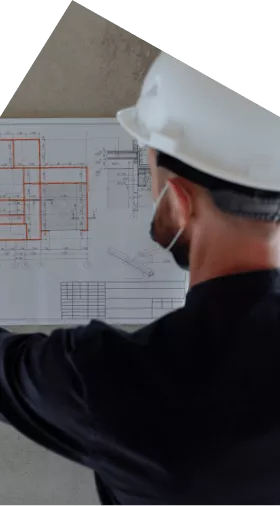 Man analyzing the blueprint